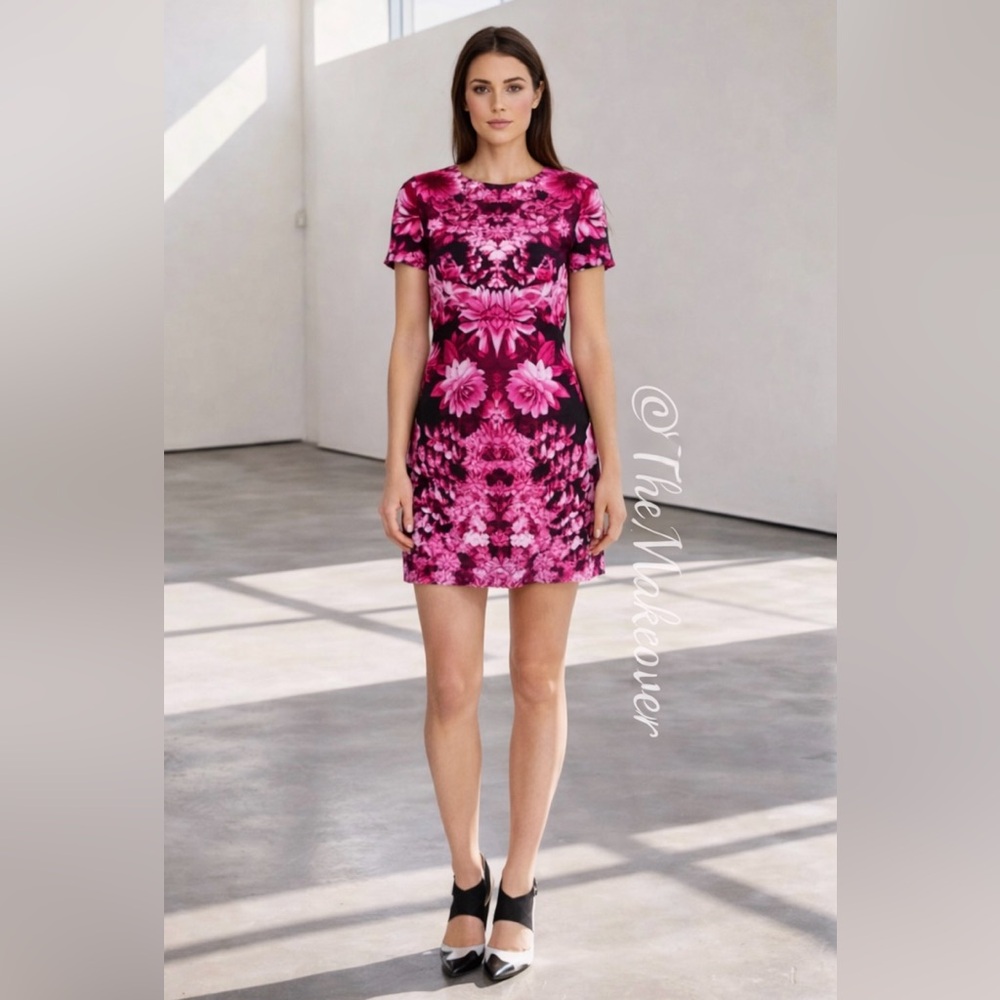 NWT Michael Kors Kew Gardens Floral Sheath Dress Pink Size 10 MSRP $195